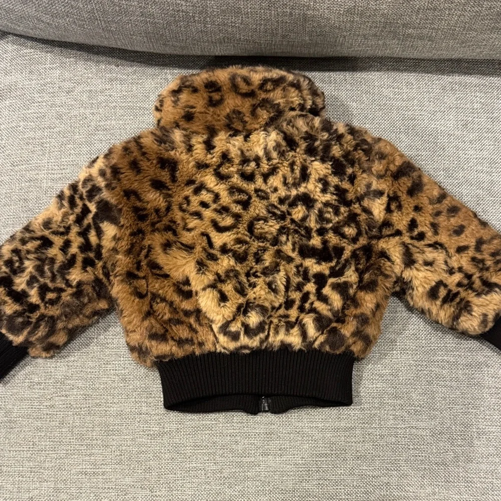 Urban Republic Leopard Print Faux Fur Jacket - Brown and Black Size 6-9 Months